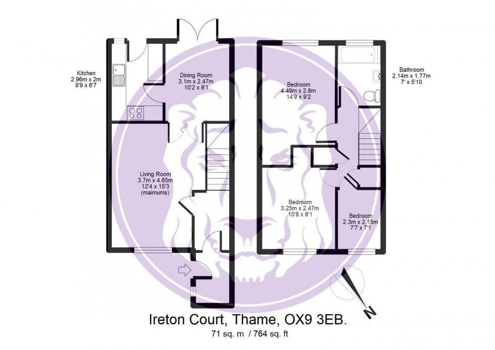 Floorplan for Ireton Court, Thame, Oxfordshire, OX9 3EB