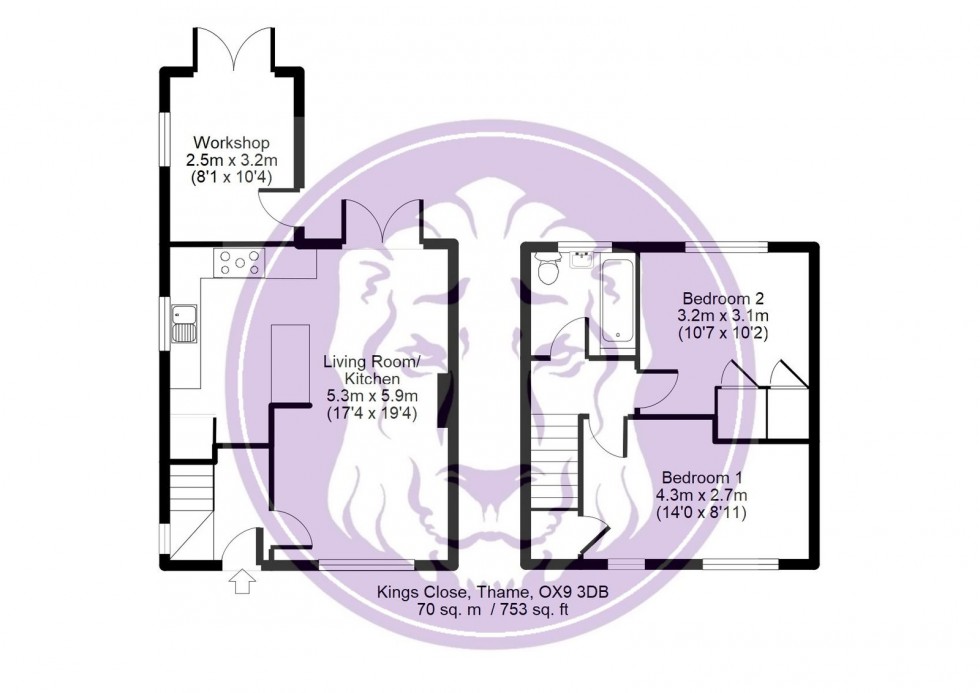 Floorplan for Kings Close, Thame, Oxfordshire, OX9 3DB